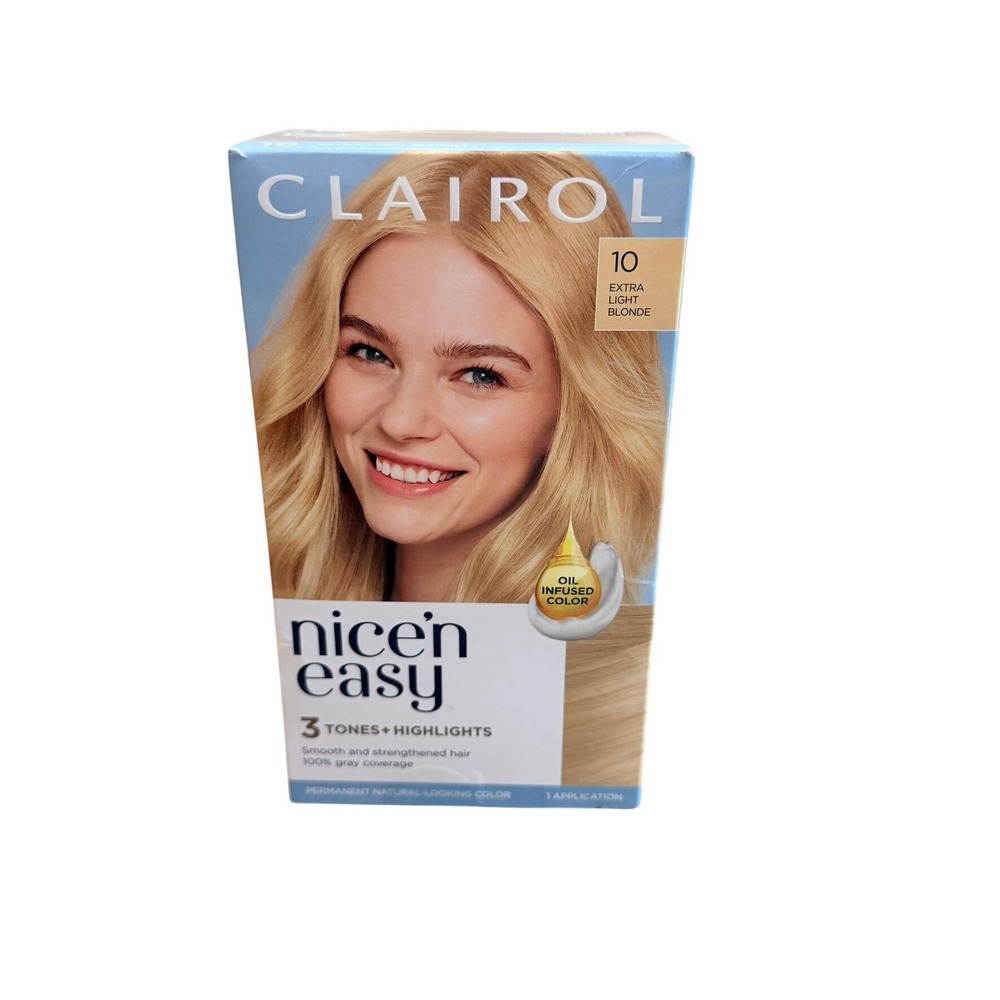 Clairol Nice'n Easy Hair Color Women 10 Extra Light Blonde Permanent 3 Tones